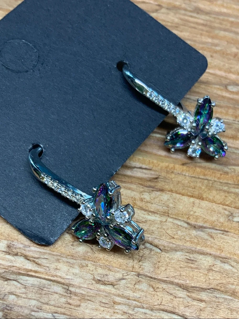 925 Multicolored Crystal Flower Drop Earrings
